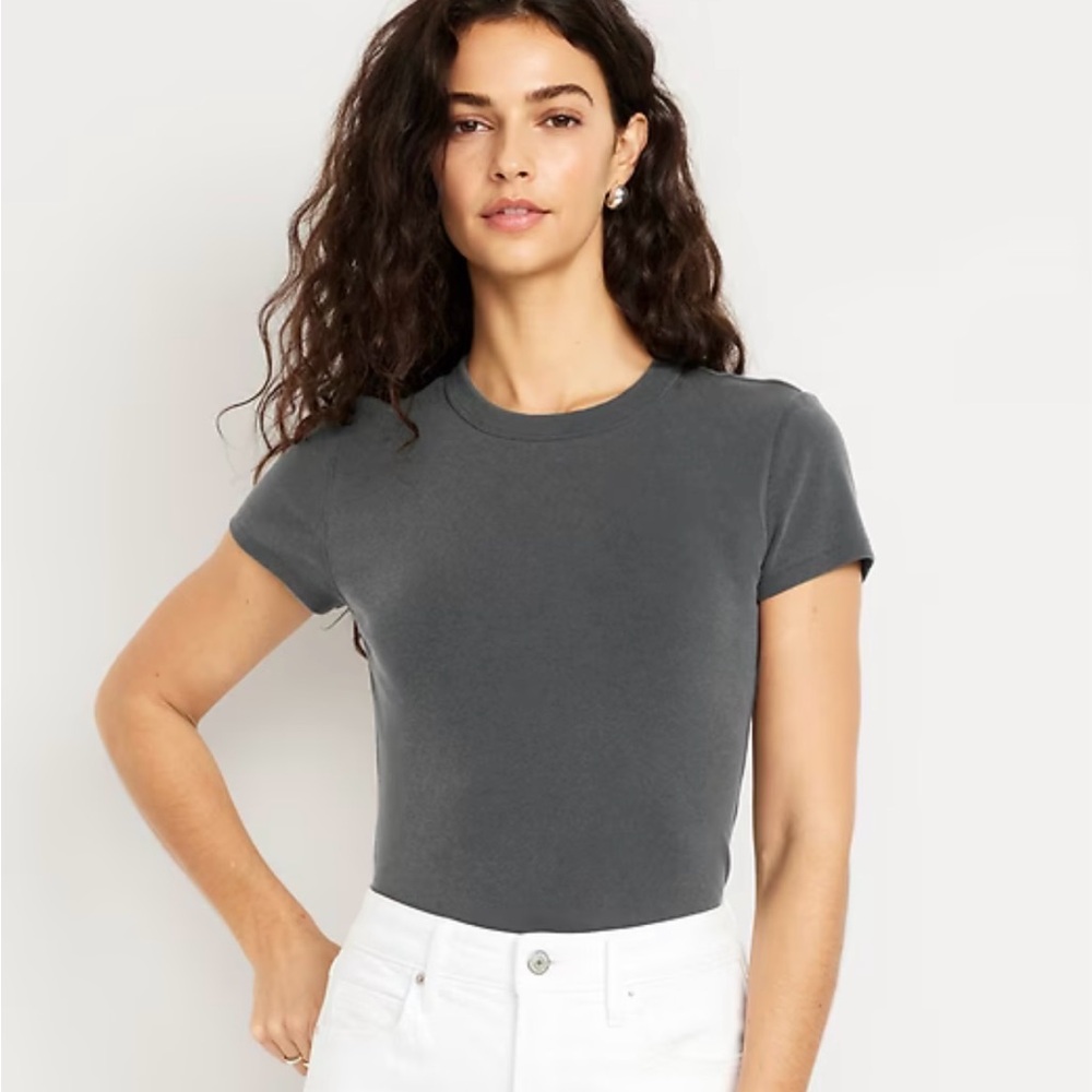 Old Navy Classic Crewneck Short Sleeve Top - Charcoal